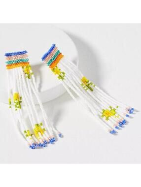 Anthropologie Floral Beaded Drop Earrings